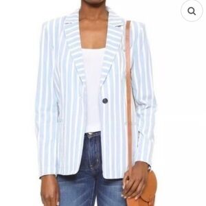 Frame Denim Women's Striped Blazer in Blue and White